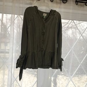 Hooded Army Green Light Jacket